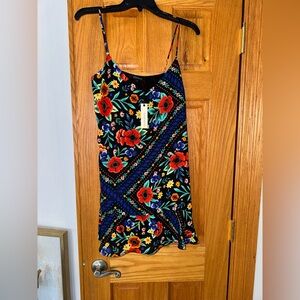 Olivaceous Floral Mini Dress - Black and Red